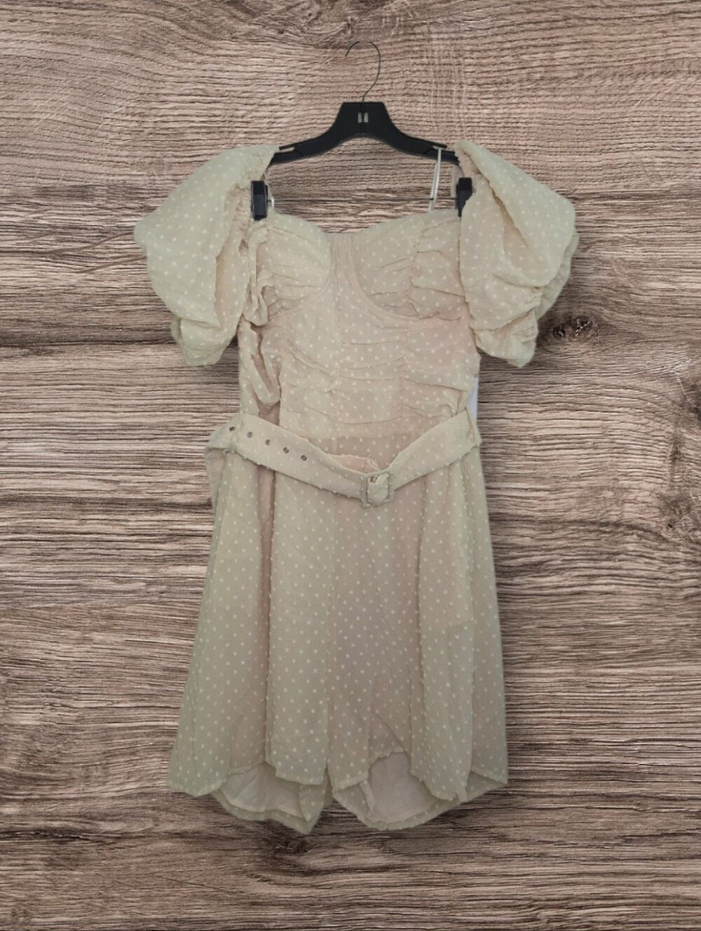 Women's Rosevelvet Ivory Swiss Dot Off Shoulder Romper Sz 1X NWT